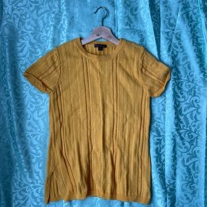 Brooks Brothers Gold Ribbed Short Sleeve Sweater